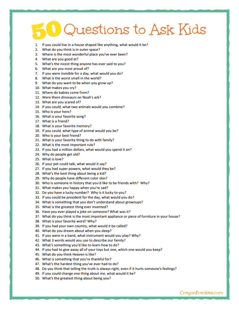 50 Questions to Ask Children