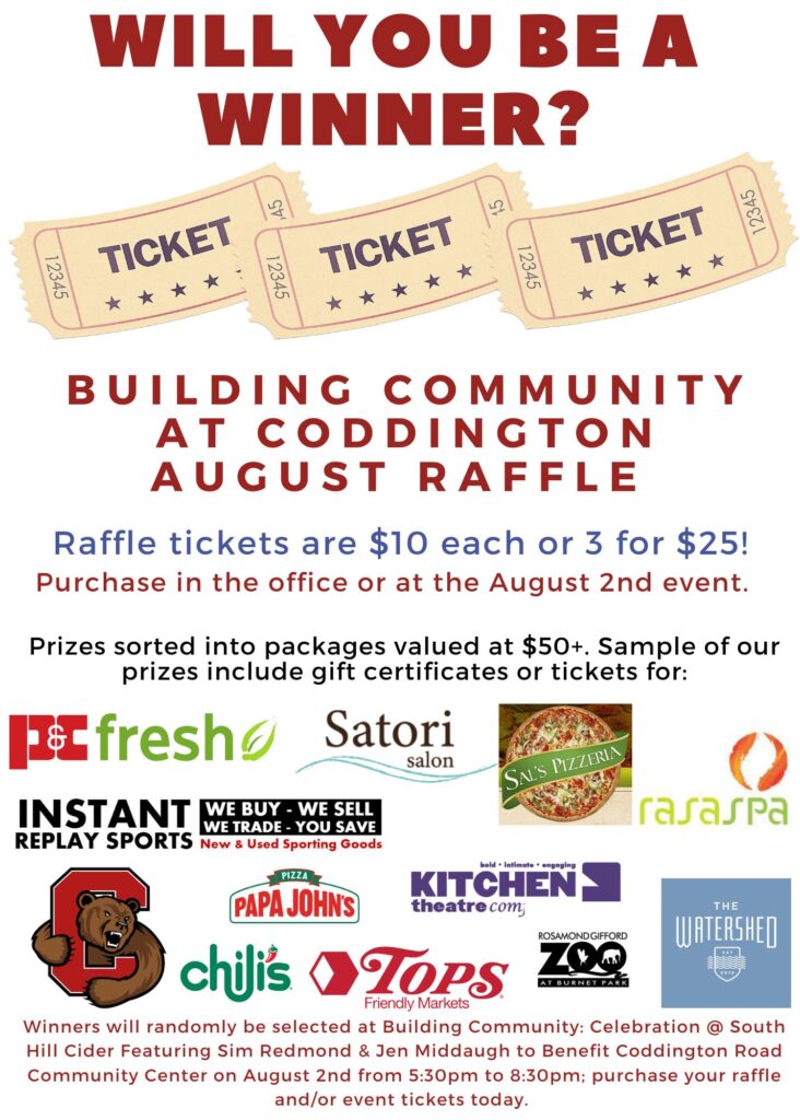 Building Community at Coddington With Sim Redmond and Jen Middaugh Raffle Prizes