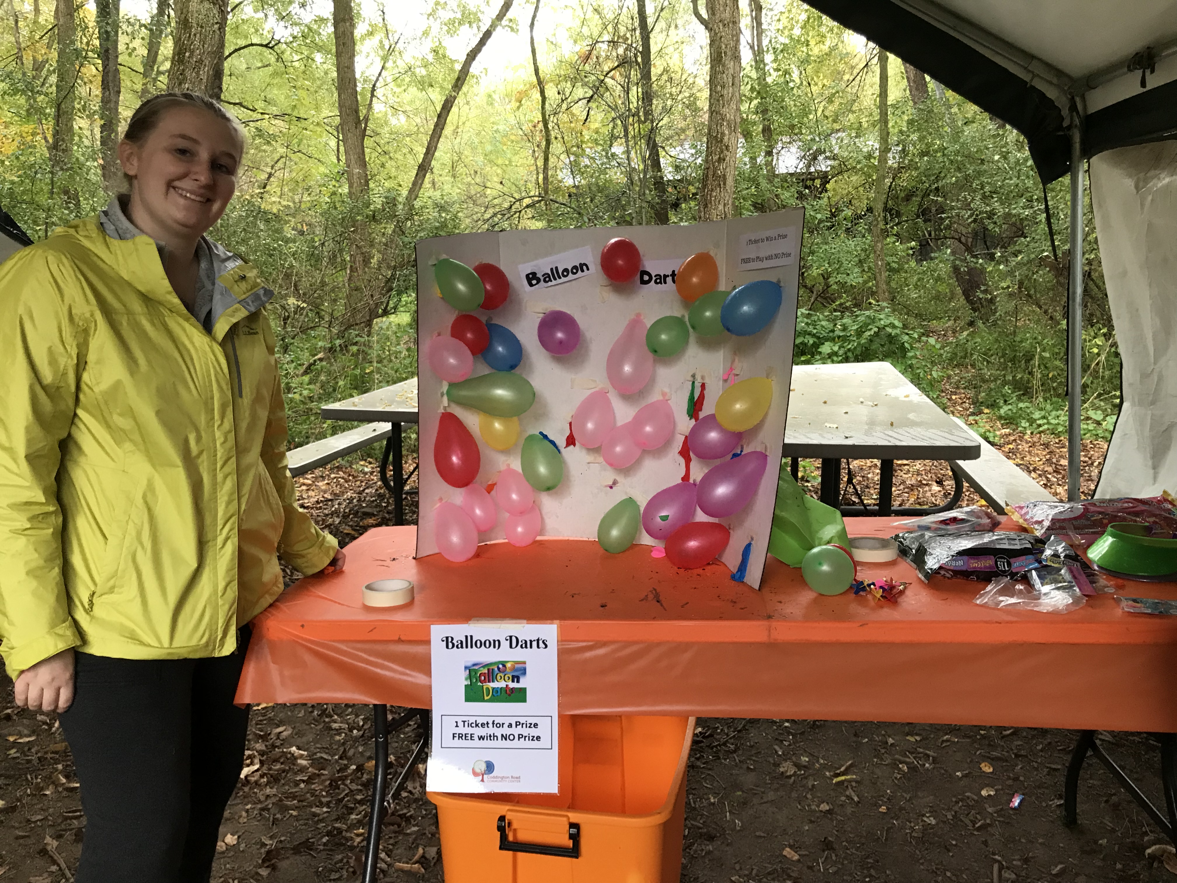 Balloon darts and other carnival games at the Coddington Road Community Center's annual Fall Festival