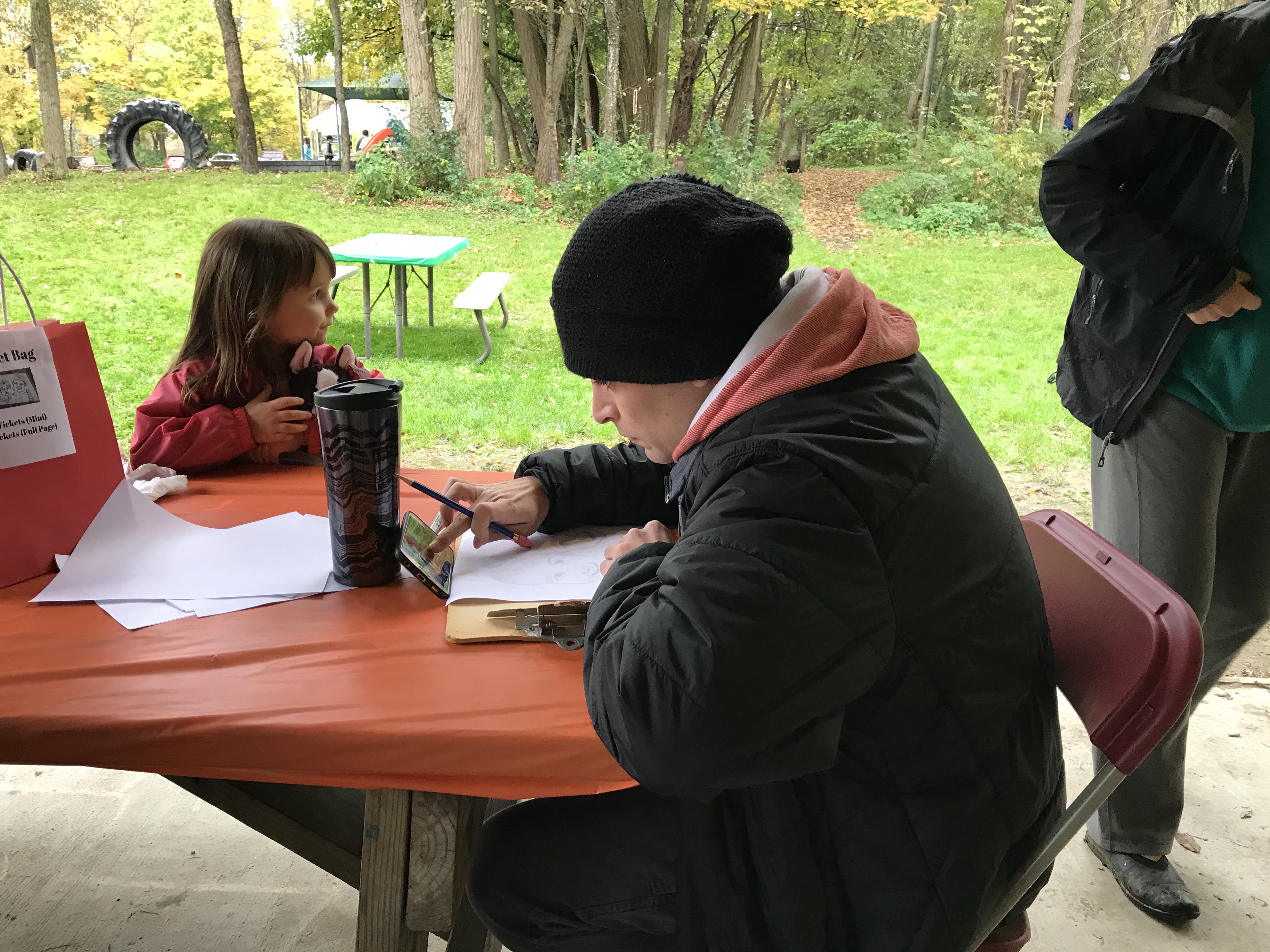 Caricatures with Shane were one of the many activities offered at the Coddington Road Community Center in Ithaca, NY.